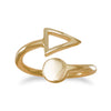14K Gold Plated Open Ring with Circle and Triangle Ends