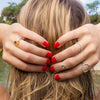 14K Gold Plated Open Ring with Circle and Triangle Ends