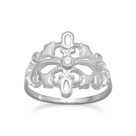 Polished Ornate Scroll Design Ring