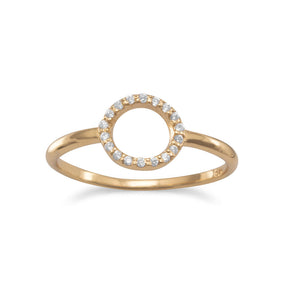14 Karat Gold Plated Small CZ Circle Ring