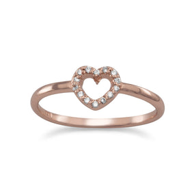 14 Karat Rose Gold Plated CZ Heart Ring