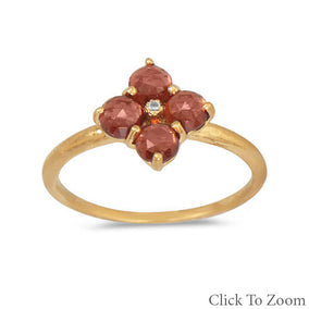 14 Karat Gold Plated Ring with Rhodolite Garnet Flower