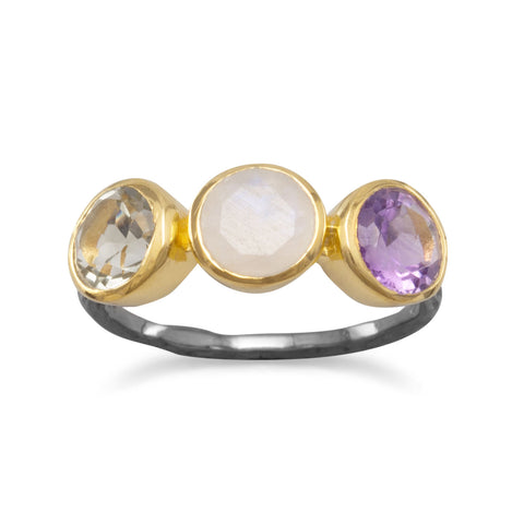 Two Tone Multistone Ring