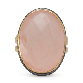 14 Karat Gold Plated Ring with Faceted Rose Quartz