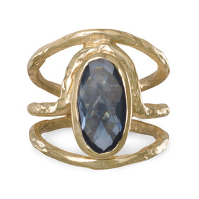Beautiful 14 Karat Gold Plated Ring with Blue Hydro Quartz