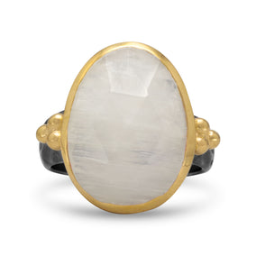 Two Tone Rainbow Moonstone Ring