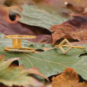 18 Karat Gold Plated Double Row CZ Ring