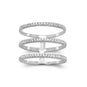 Rhodium Plated Triple Row CZ Ring