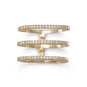 18 Karat Gold Plated Triple Row CZ Ring