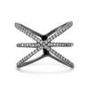 Ruthenium Plated Triple Row Criss Cross "X" CZ Ring