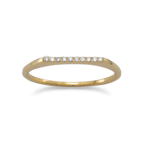 18 Karat Gold Plated Flat Top CZ Ring