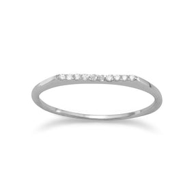 Rhodium Plated Flat Top CZ Ring
