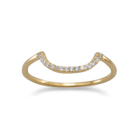 18 Karat Gold Plated Crescent Design CZ Ring