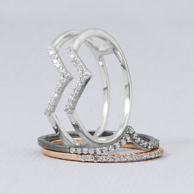 18 Karat Rose Gold Plated Thin CZ Ring