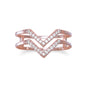 18 Karat Rose Gold Plated Double Row CZ "V" Ring