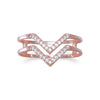18 Karat Rose Gold Plated Double Row CZ "V" Ring