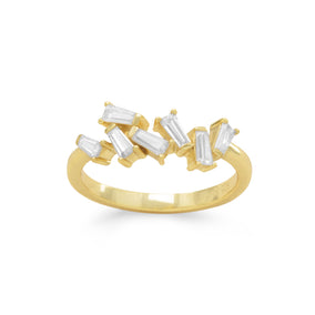 14 Karat Gold Plated Angular CZ Ring