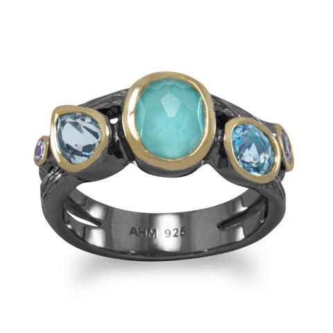 Bi Tone Plated Multistone Ring