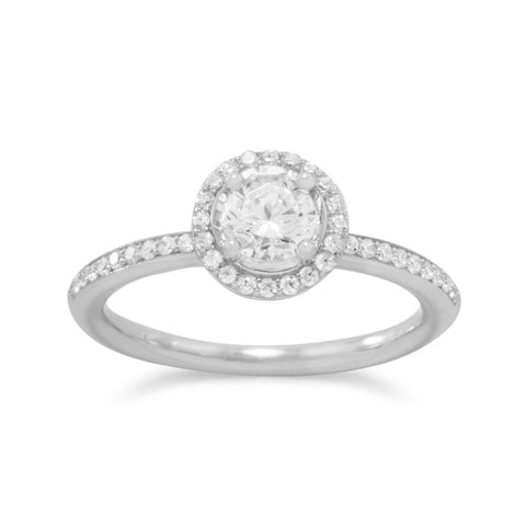 Rhodium Plated CZ Halo Ring
