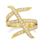 14 Karat Gold Plated Three Row Design CZ Ring
