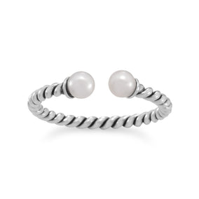 Oxidized Twist Band with Cultured Freshwater Pearl