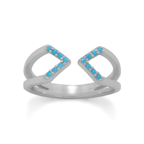 Rhodium Plated Nano Turquoise Split Ring