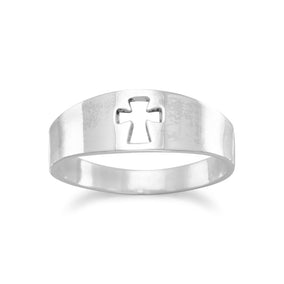 Small Band with Cut Out Cross Ring