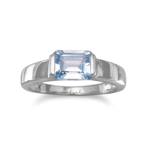 Emerald Cut Blue Topaz Ring