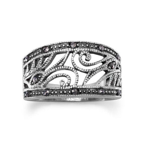 Swirl Design Marcasite Ring