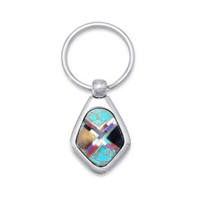 Stainless Steel Key Ring with Multicolor Imitation Stones
