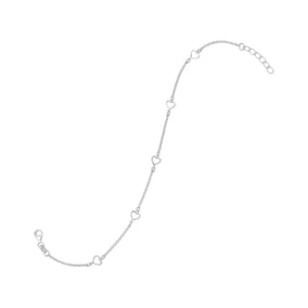 9" + 1" Open Heart Link Anklet