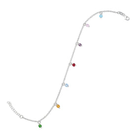 9" + 1" Multicolor Glass Bead Charm Anklet