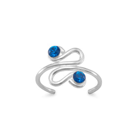 Curvy Design Toe Ring with Crystals