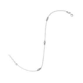 11" + 1" Rhodium Plated Anklet with Beads