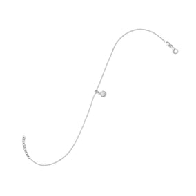 11" + 1" Rhodium Plated Shell Anklet