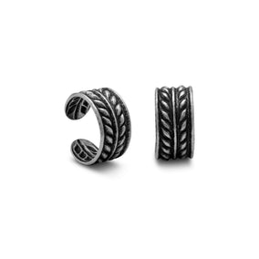 Two Row Oxidized Wheat Design Ear Cuffs