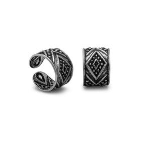 Oxidized Diamond Design Ear Cuffs