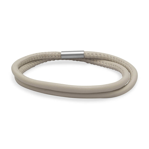Double Wrap Eggshell Leather Bracelet