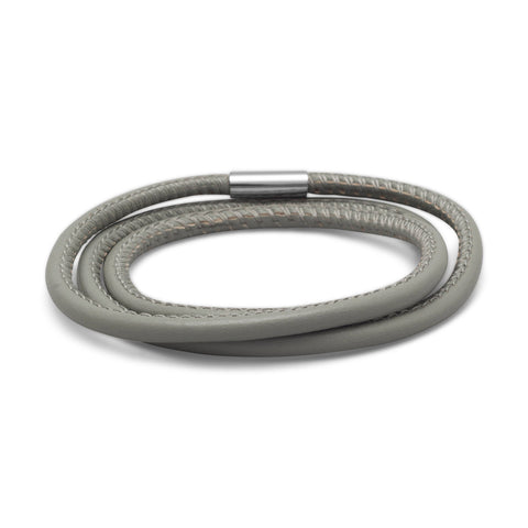 Triple Wrap Stormy Grey Leather Bracelet