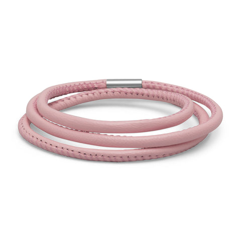 Triple Wrap Blushing Pink Leather Bracelet