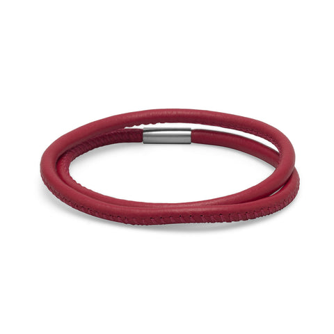 Double Wrap Candy Apple Red Leather Bracelet