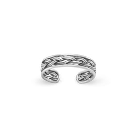 Oxidized Braided Toe Ring
