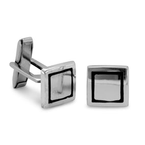 Square Enamel Rim Cuff Links
