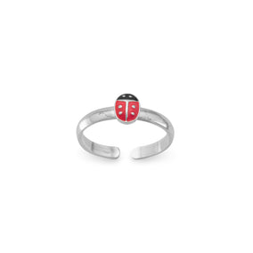 Red and Black Enamel Ladybug Toe Ring