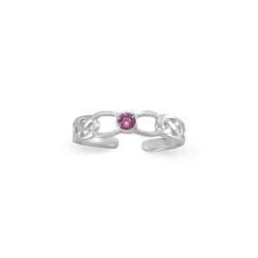 Celtic Design Toe Ring with Pink Crystal