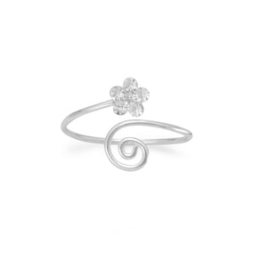 Wrap Design Toe Ring with Clear Crystal Flower