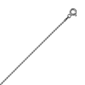 Black Rhodium Plated Bead Chain Necklace (1.5mm)