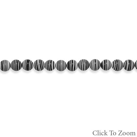 Strand of Synthetic Black and White Calsilica Beads