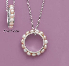 16" Rhodium Plated Necklace with a Circle of Cultured Freshwater Pearls