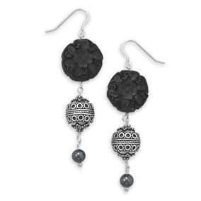 Black Cinnabar Bali Drop Earrings